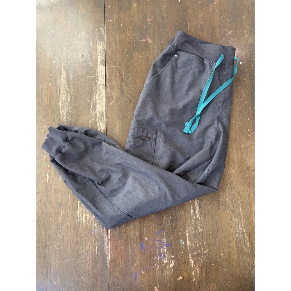 Figs Zamora Women's High Rise Jogger Scrub Pant Gray Large Technical Uniform